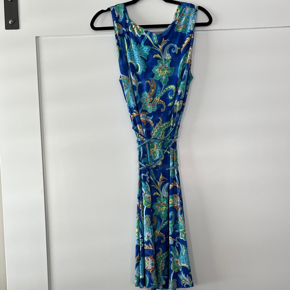 Ralph Lauren Blue and Green Paisley Midi Dress - Picture 3 of 3